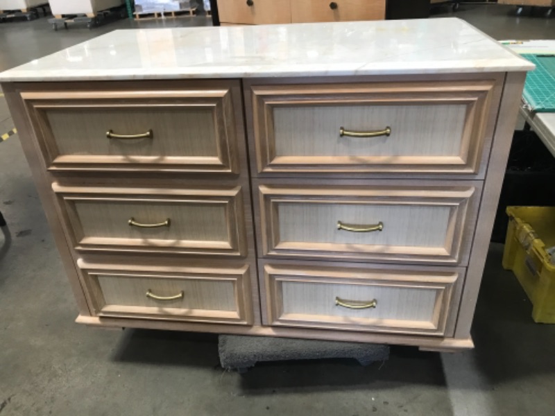 Photo 1 of 6 DRAWER WOOD DRESSER WITH MARBLE TOP 47"L X 25"W X 32"H