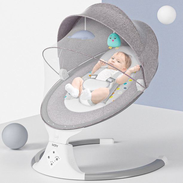 Photo 1 of BIOBY Baby Swing, Baby Rocker, Electric Auto Swing Cradle with 5 Gears Time Set Music Swing Shaker Recliner
