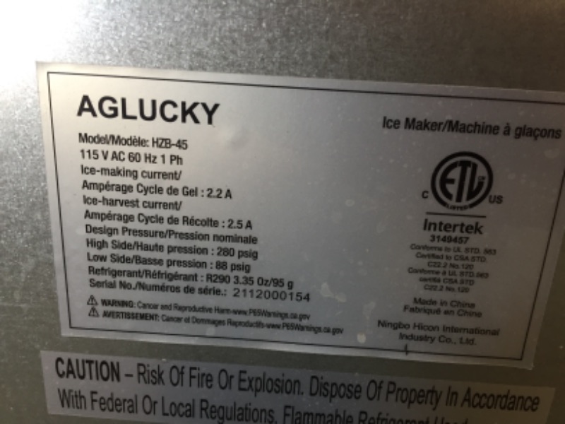 Photo 5 of ***PARTS ONLY*** AGLUCKY ICE MAKER HZB-45