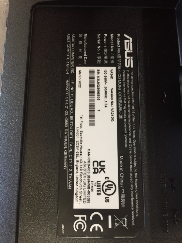 Photo 1 of ASUS 23.8" 16:9 FreeSync Eye Care IPS Monitor