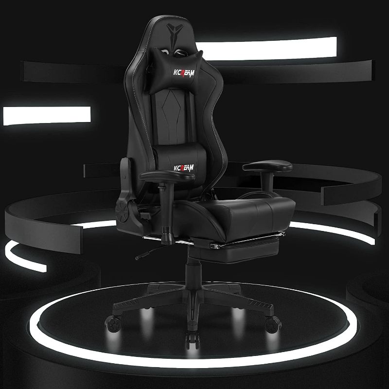 Photo 1 of ***PARTS ONLY*** KCREAM Computer Gaming Chair with Footrest, Ergonomic Racing Office Computer Chair Video Game Chair, Adjustable Headrest and Lumbar Pillows Leather High-Back Swivel Task Chair (Balck&Red)

