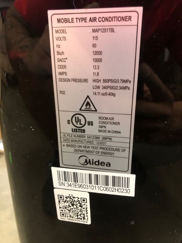 Photo 6 of (BROKEN OFF WHEEL; DAMAGED SIDE)
Midea Duo 12,000 BTU (10,000 BTU SACC) HE Inverter Ultra Quiet Portable Air Conditioner, Cools up to 450 Sq. Ft