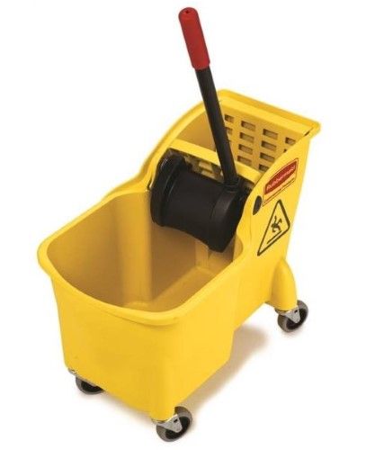 Photo 1 of (MISSING STICK)
Rubbermaid 1338664 31 Qt Wheeled Wringer Mop Bucket - Yellow
