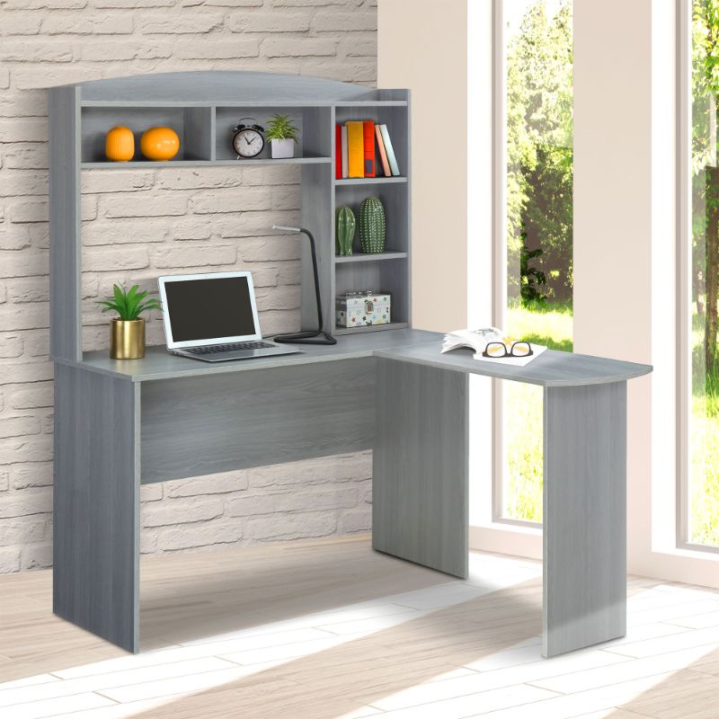 Photo 1 of (INCOMPLETE)
(BOX2OF2)
(REQUIRES BOX1 FOR COMPLETION)
RTA-8410-GRY Modern L-Shaped Desk with Hutch, Grey
