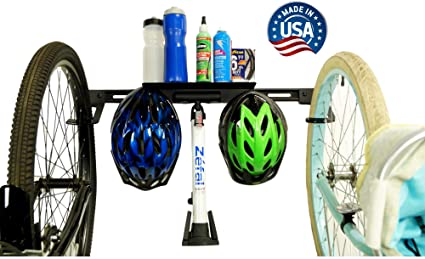 Photo 1 of Koova Wall Mount Bike Storage Rack Organization | Garage Hanger For Mountain/Cruisers/Hybrid/Electric Bicycles & Helmets | Protective Rubber Hooks | Heavy Duty Steel | Easy Installation | USA Made