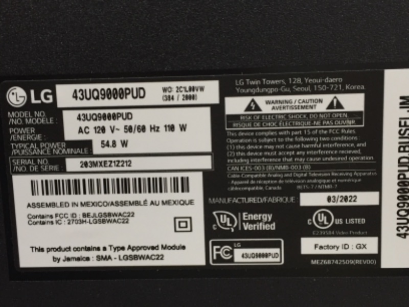 Photo 3 of *SEE NOTE* LG UQ 90 Series 43” Alexa Built-in 4K Smart TV (3840 x 2160), 60Hz Refresh Rate, AI-Powered 4K, Cloud Gaming (43UQ9000PUD, 2022)
