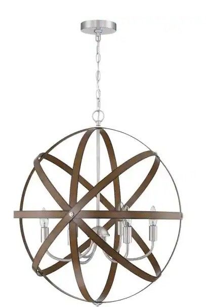 Photo 1 of 6-Light Barnwood and Brushed Nickle Candlestick Pendant Lighting