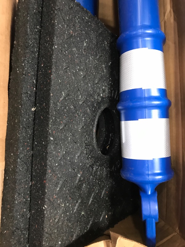 Photo 3 of **DAMAGED** Trafford Industrial Set of 2 45" Delineator Posts with Removable 10lb Rubber Base, Reflective Collars - Blue
