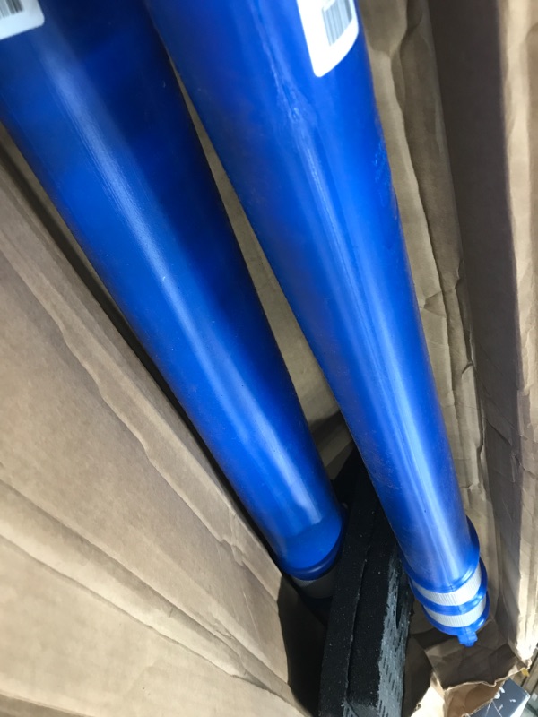 Photo 2 of **DAMAGED** Trafford Industrial Set of 2 45" Delineator Posts with Removable 10lb Rubber Base, Reflective Collars - Blue
