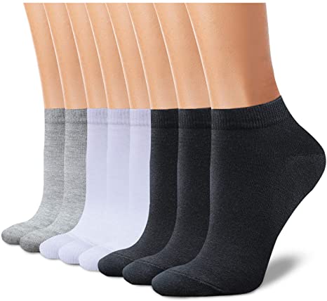 Photo 1 of CHARMKING 8 Pairs Ankle Socks for Women Non Slip Cotton Socks No Show Socks Classic Low Cut Casual Socks (2-Pack)
