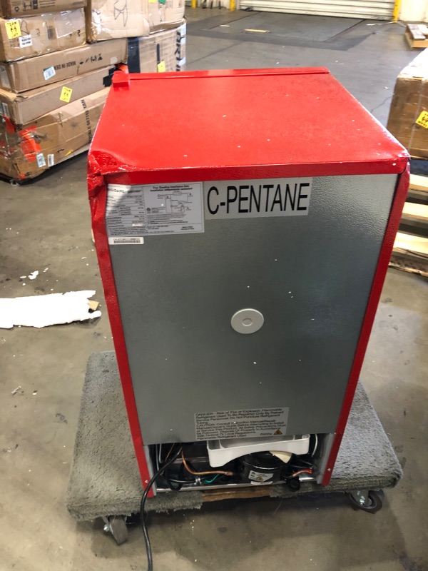 Photo 3 of PARTS ONLY ONLY FREEZER GETTING COLD 
Frigidaire EFR840-RED 3.2 Cu Ft Red 2 Door Retro Bar Fridge with Side Bottle Opener