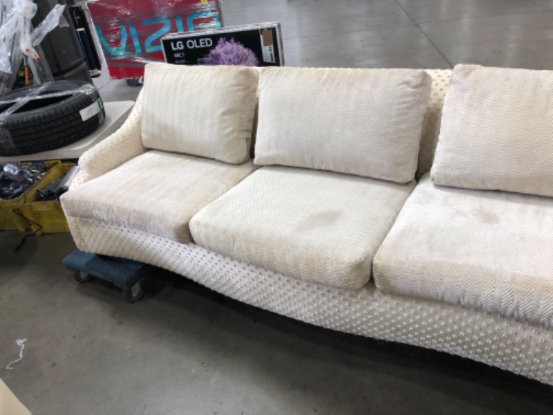 Photo 2 of 8ft x44"x 33" beige/cream color fabric couch 