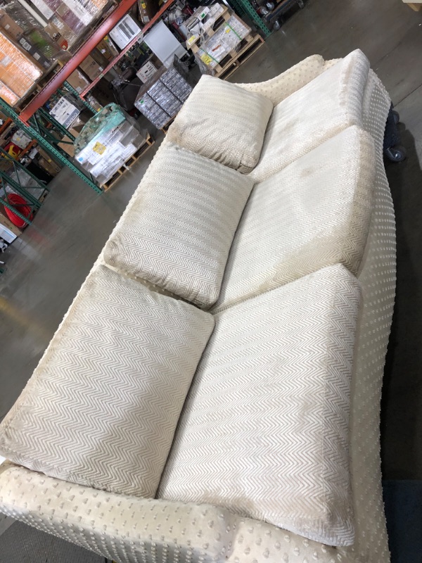 Photo 1 of 8ft x44"x 33" beige/cream color fabric couch 