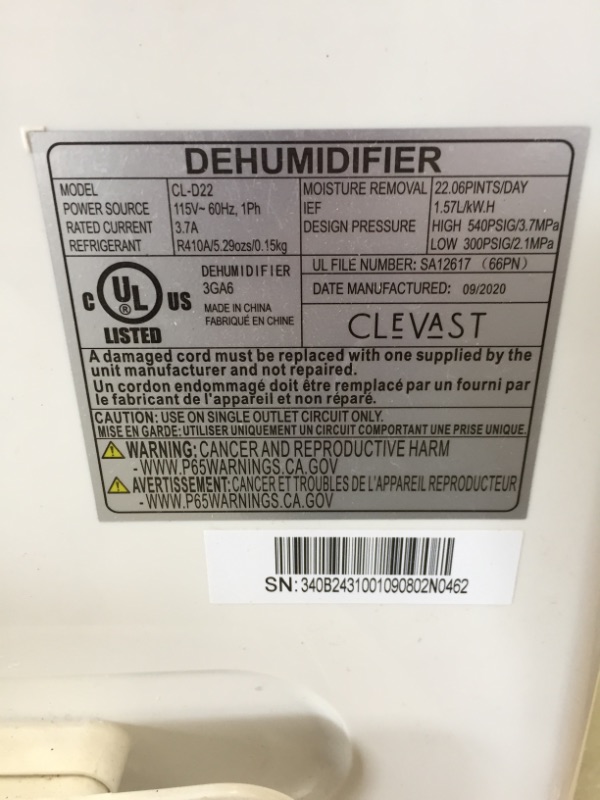 Photo 5 of CLEVAST 22-PINT DEHUMIDIFIER FOR SMALL ROOM UP TO 1500 SQ. FT