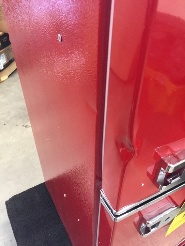 Photo 4 of PARTS ONLY FREEZER IS GETTING COLD ONLY 
Frigidaire EFR840-RED 3.2 Cu Ft Red 2 Door Retro Bar Fridge with Side Bottle Opener