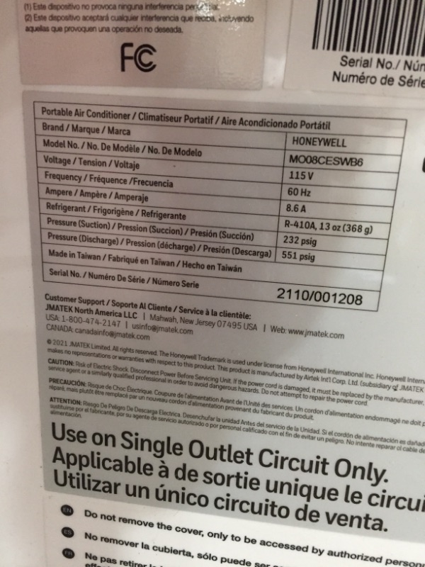 Photo 9 of Honeywell 8,000 BTU Compact Portable Air Conditioner, Dehumidifier & Fan - White & Blue, MO08CESWB6