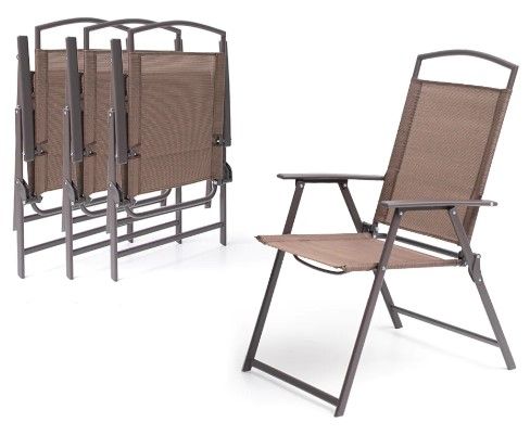 Photo 1 of (STOCK PIC INACCURATELY REFLECTS ACTUAL PRODUCT)
Crestive Products 4pcs Outdoor Folding Dining Chairs Steel with Tan Seats