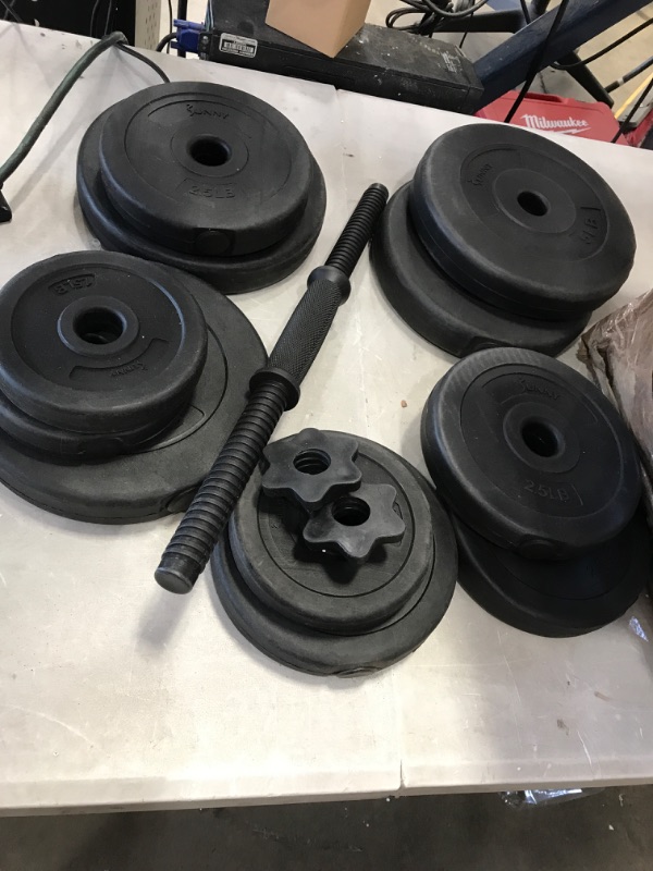 Photo 1 of (MISSING BAR)
Sunny Health Fitness 100 lbs Vinyl Weight Plate Dumbbell Set