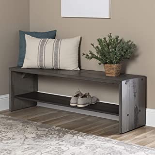 Photo 1 of (DAMAGED EDGES/CORNERS; MISSING HARDWARE)
Walker Edison Meg Rustic Solid Wood Two Tier Entryway Bench, 58 Inch, Grey