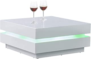 Photo 1 of (DAMAGED TABLE EDGES/HARDWARE INSERTS)
Artiva USA LA VILLINO II Modern Euro Coffee Table with Romote Multi-Colors LED Light, 31.5X31.5X14 H, White
