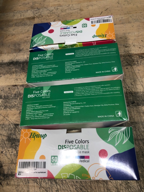 Photo 2 of HIWUP Multicolor Disposable Face Masks 50 Pack, PFE 99% Face Mask Suitable For Adults And Teens
4 pack