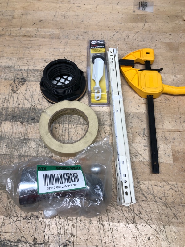 Photo 2 of * no refunds and non returnable* Bundle of plumbing supplies and misc tools including brackets, automatic valve converter, gloves and tape.