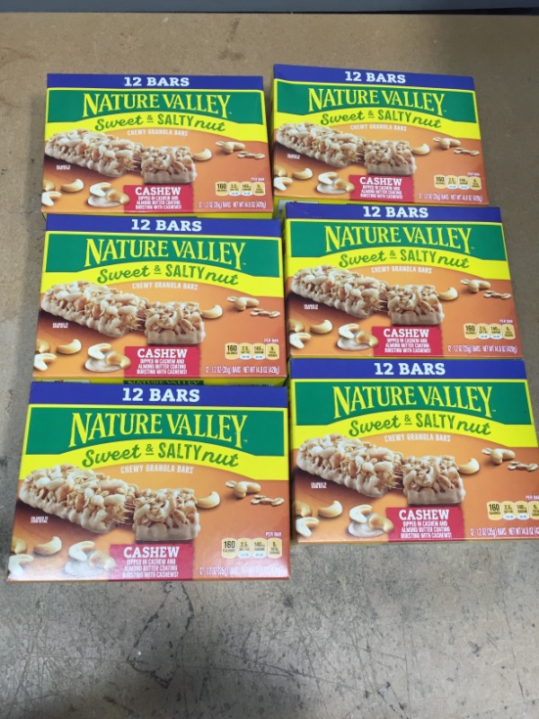 Photo 2 of **EXPIRES JUNE 2022** Nature Valley Granola Bars, Sweet and Salty Nut, Cashew, 1.2 oz, 6 ct (Pack of 6)
