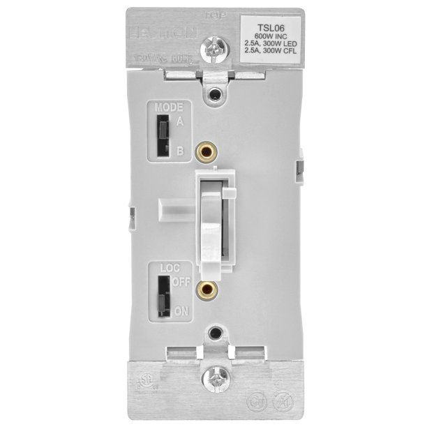 Photo 1 of  Leviton R02-TSL06-1KW 120V White Universal Toggle Slide Dimmer
