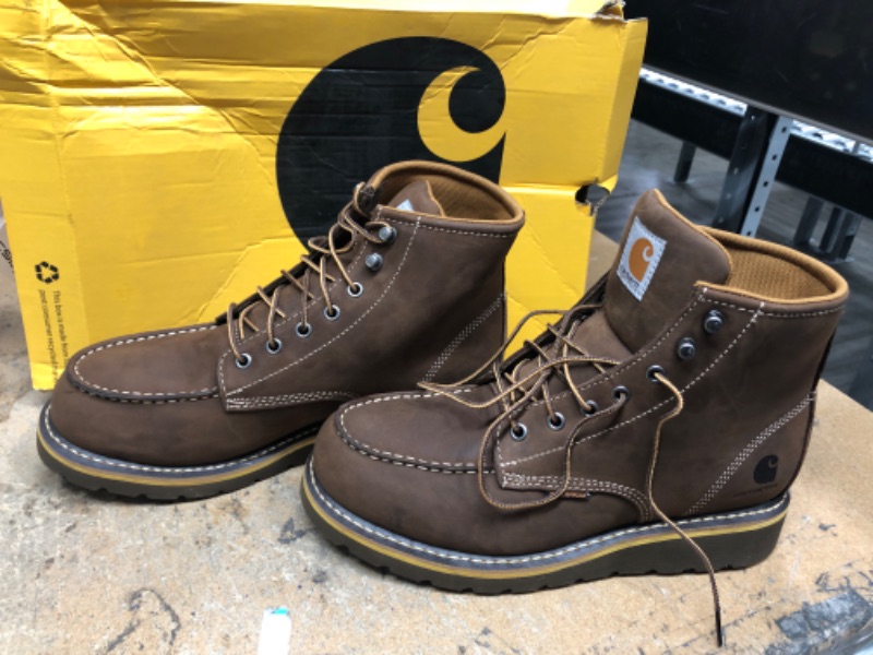 Photo 2 of Carhartt Men's Waterproof 6 in. Moc Toe Work Boot-Soft Toe-Dark Brown Wedge 09.5M
