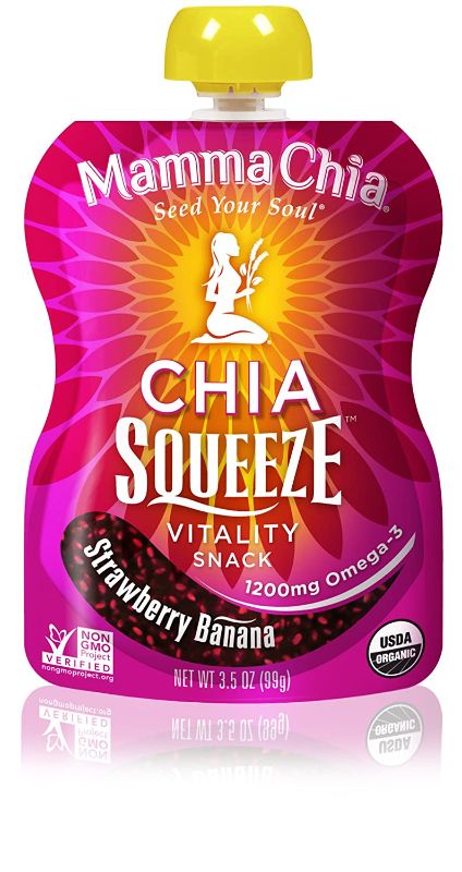 Photo 1 of  Exp. Nov, 25 2021--- No returns and non refundable 
Mamma Chia Squeeze Vitality Snack, Strawberry Banana, 3.5 Ounce (Pack of 8) Exp. Nov, 25 2021
