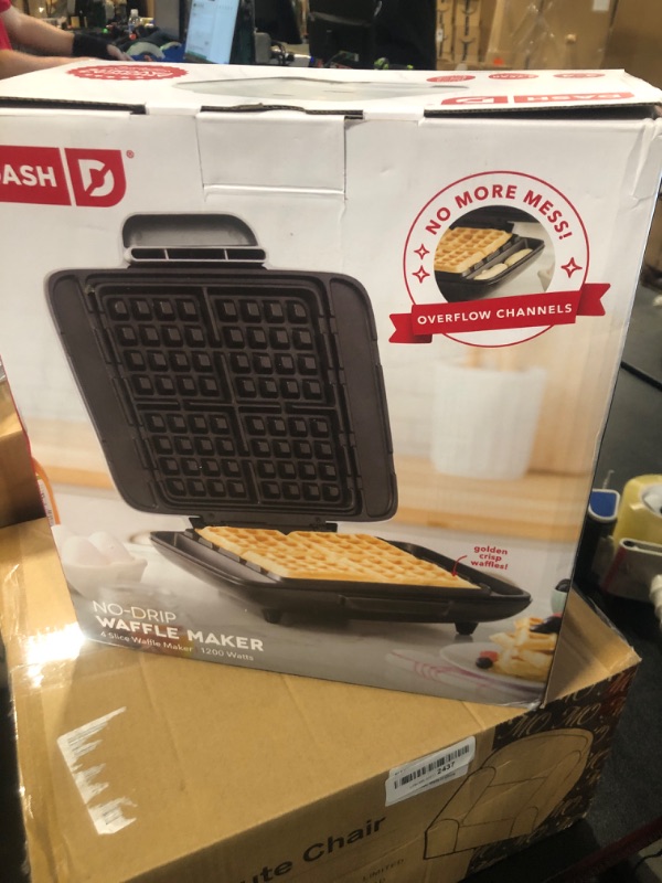 Photo 2 of DASH No-Drip Waffle Maker - Four Waffle Molds, Nonstick Waffle Iron with Quick Heat-Up, Nonstick Surface - Perfect Waffle Maker for Kids and Families, Just Add Batter