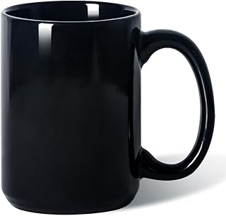 Photo 1 of  Porcelain Coffee Mug, Smilatte Classic Blank Ceramic Cup with Large Handle for Tea Latte Cappuccino, Black