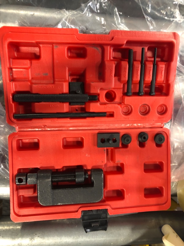 Photo 2 of ***MISSING PARTS*** 13 pcs Motorcycle Chain Breaker Set,Chain Removal Tool Chain Cutter and Riveter Kit for Cam and 25 to 630 Chains