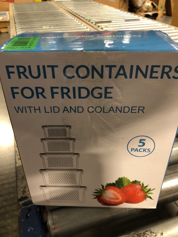 Photo 1 of 5 PCS Large Fruit Storage Containers for Fridge with Removable Colanders, Airtight Food Storage Containers with 5 Lids, 4 in 1 Produce Containers Keep Berry Fruits Vegetable Food Meat Fresh Longer