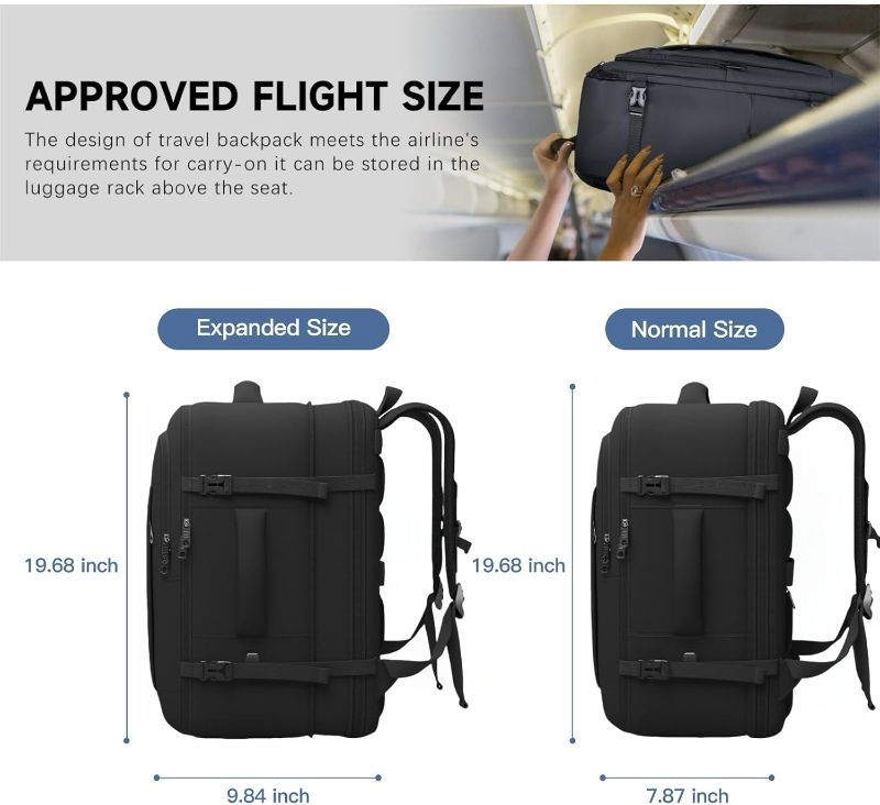 Photo 1 of ***SIMILAR TO THE PHOTO*** Gieury Carry On Backpack, 50L Travel Backpack, Luggage Backpack TSA Flight Approved Laptop Backpack for Men & Women, Large Expandable Backpack 40L...ual Color 315 Lumen LED Flashlight Black