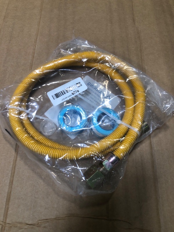 Photo 2 of ???????? puxyblue 48" Flexible Gas Line Kit for Dryer,Water Heater,Gas Tank,Gas Stove,Flexible Stainless Steel Yellow Gas Line Come with 1/2" OD 1/2" MIP x 1/2" FIP Additional Raw Belt