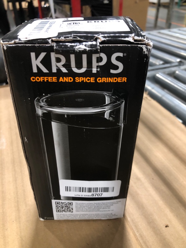 Photo 2 of ***USED***Krups F203 Electric Spice and Coffee Grinder with Stainless Steel Blades, 3-Ounce / 85g, Black