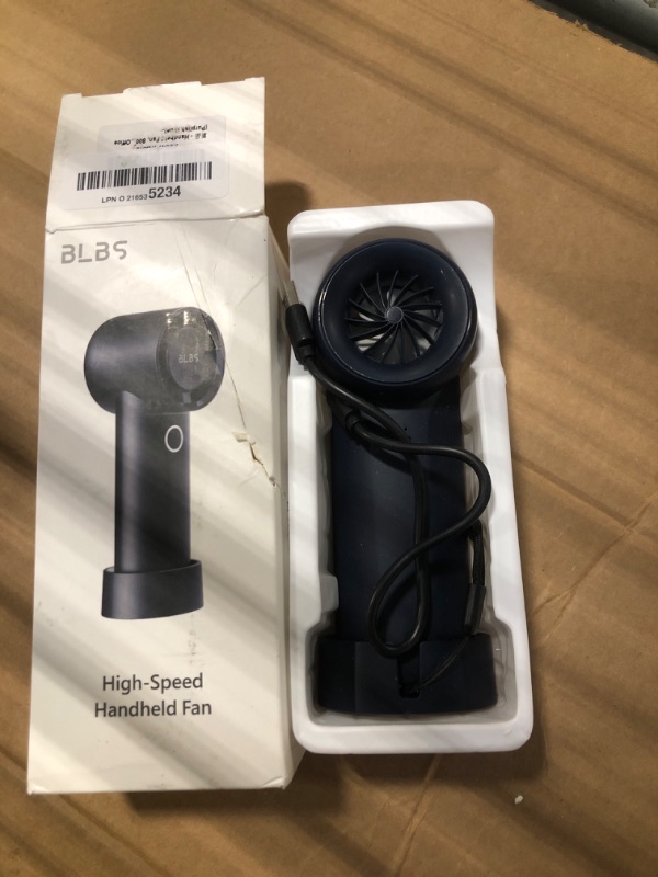 Photo 3 of ***USED***BLBS Portable Handheld Fan, 15000RPM High-Speed Turbo Personal Mini Fan, 14Hrs 6000mAh Rechargeable Hand Fan, 4 Speeds Electric Pocket Fan with Base & Lanyard, Beach Face Fan for Men Women Kids Gifts