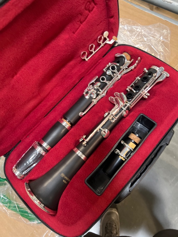 Photo 3 of ***USED***MISSING A PIECE***Vangoa B Flat Clarinet for Beginners Intermediate, Upgraded Bb Ebonite Clarinet Silver-Plated for School Band Orchestra Adult Student with Hard Case, Stand, Cleaning Kit, 2 Barrels