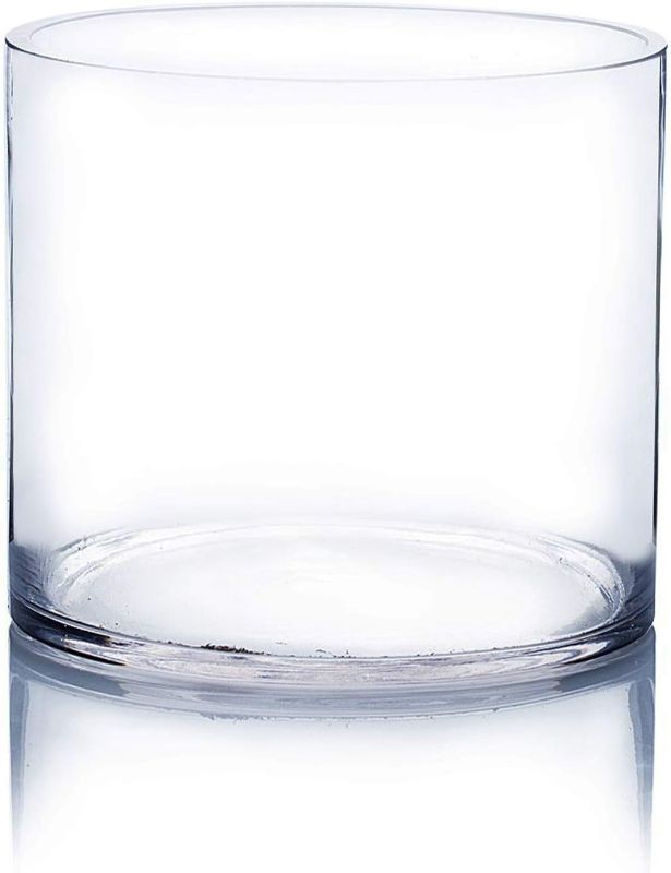 Photo 1 of 6"X6" Glass Cylinder Vase,Candles Holder,Decorative Centerpiece for Wedding and Home Decor,Set of 1