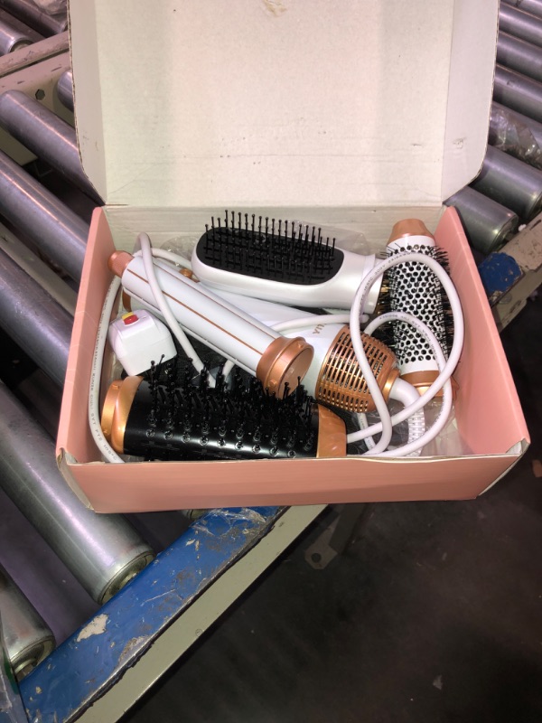 Photo 2 of 6 in One Blow Dryer Brush, 3 Temperature Hair Dryer Brush Hot Air Brush, Curling Iron Brush Air Curler Air Styler Wrap, Negative Ion Brush Blow Dryer Hot Brush Styler, Travel Hair Styling Tool