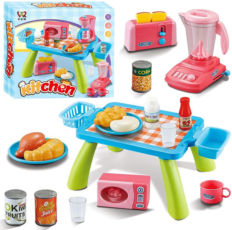 Photo 1 of 29PCS Kitchen Play Toy with Cookware Playset Water Boiler and Toaster ,Cooking Utensils,Toy Cutlery,Cut Play Food, Learning Gift for Girls Boys Kids
