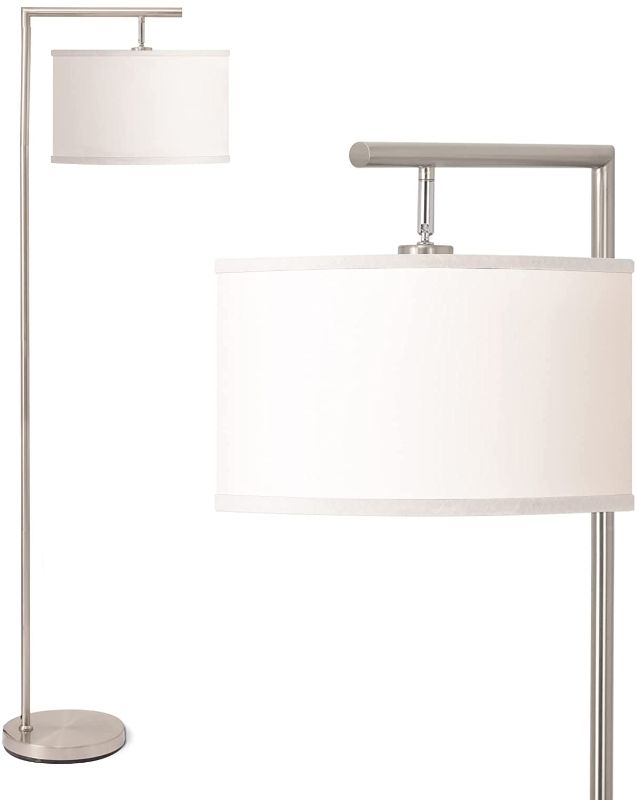 Photo 1 of addlon Montage Modern Floor Lamp for Living Room Lighting - Bedroom & Nursery Standing Accent Lamp, Mid Century, 5' Tall Pole Light Overhangs Lamp, with LED Bulb - Nickle
