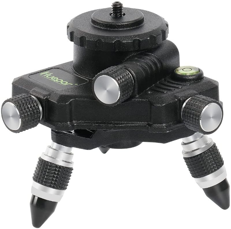 Photo 1 of Huepar Laser Level Adapter, Metal 360-Degree Rotating Base for Laser Level Tripod Connector, 1/4’’ Threaded Mount and Horizontal Bubble, Micro-adjust Fine Turning Pivoting Base AT2
