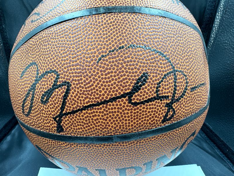 Photo 2 of RARE MICHAEL JORDAN, LARRY BIRD, MAGIC JOHNSON AUTOGRAPHED BASKETBALL W COA