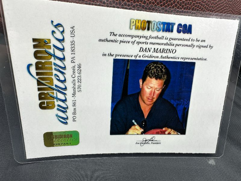 Photo 5 of DAN MARINO AUTOGRAPHED FOOTBALL W COA