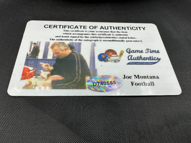 Photo 3 of JOE MONTANA AUTOGRAPHED FOOTBALL W COA