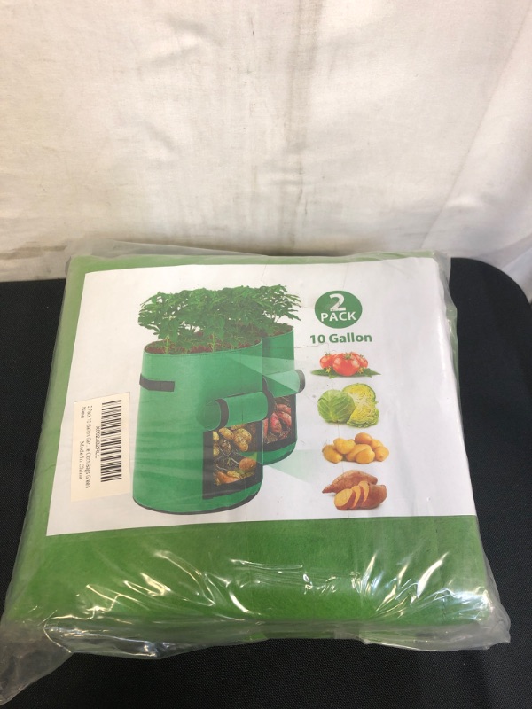 Photo 2 of 2 Pack 10 Gallon Garden Grow Bags Plant Container with Handles and Velcro Window Planting Pouch Fabric Pots Premium Breathable Cloth Bags ?Green?
