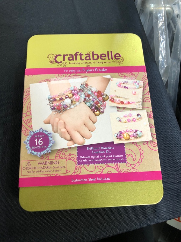 Photo 2 of Craftabelle – Brilliant Bracelets Creation Kit – Bracelet Making Kit – 492pc Jewelry Set with Crystal and Pearl Beads – Arts & Crafts for Kids
