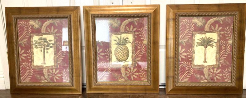 Photo 1 of 3-FRAMED TROPICAL ARTWORKS 23” x 27”